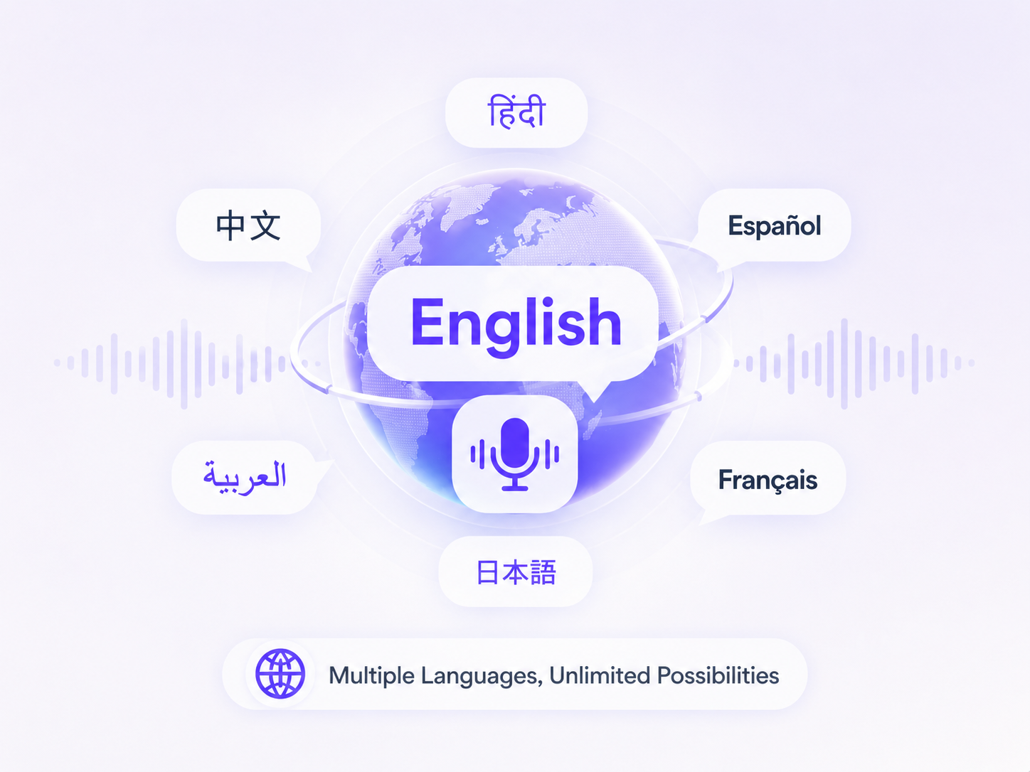 TextSpeech global language support with Hindi, Spanish, and French tags.