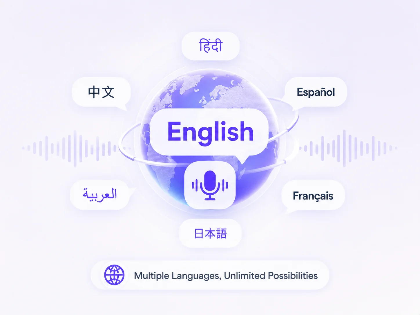 Soporte multilingüe de TextSpeech con etiquetas de hindi, español y francés.