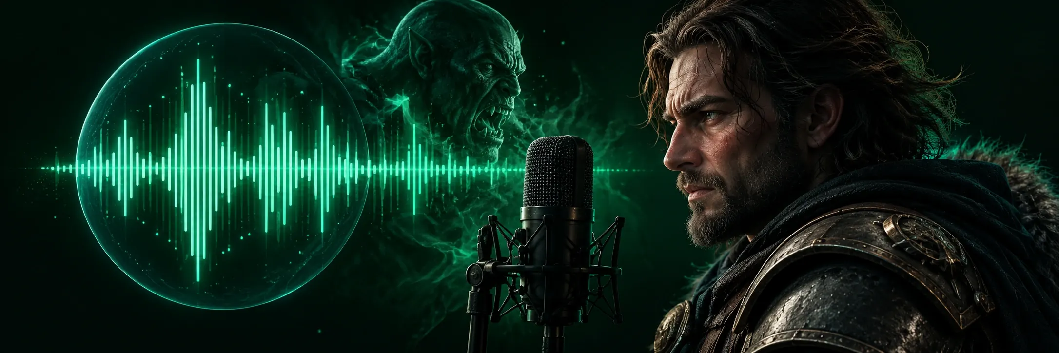 Voice cloning for games with a cinematic character and speech waveform